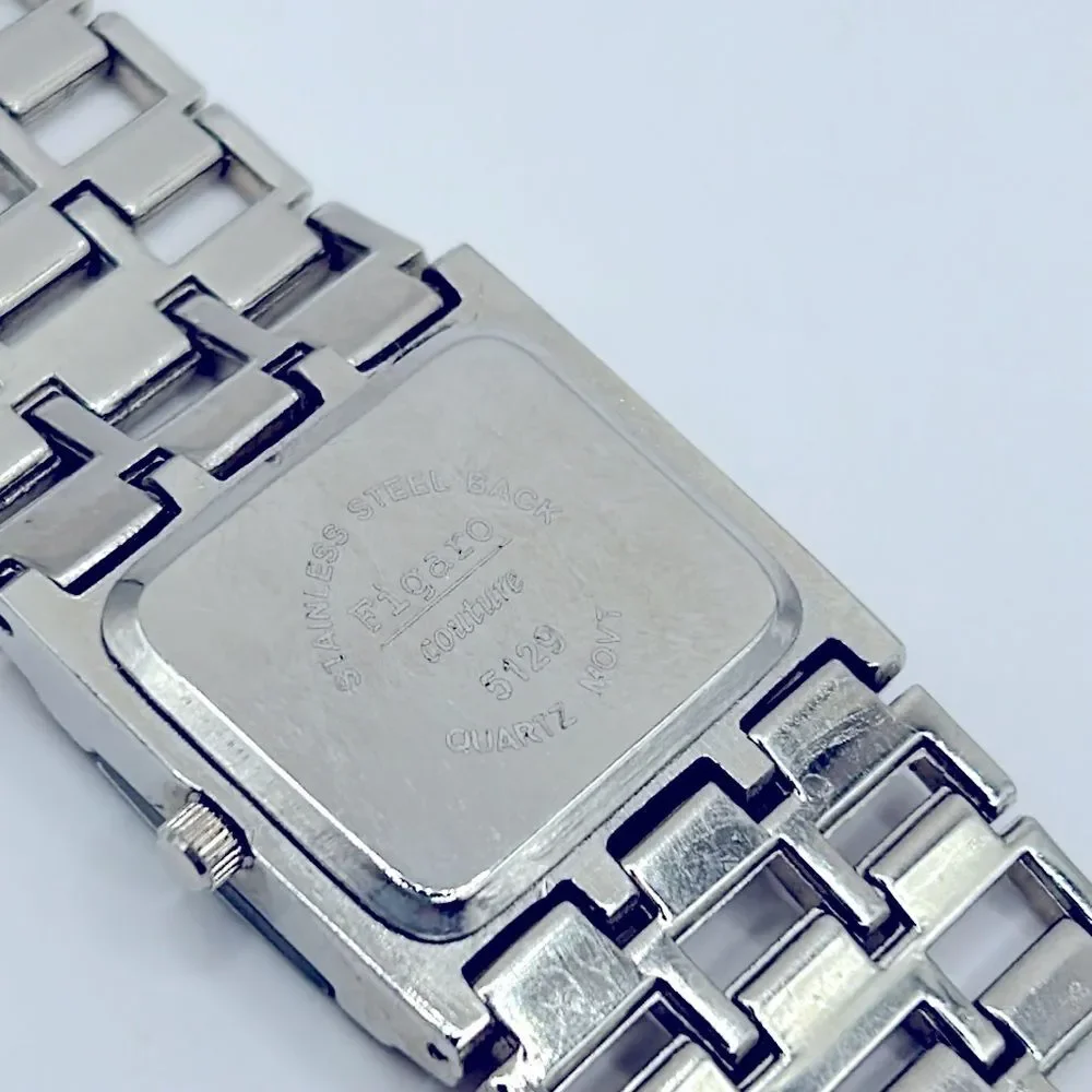 Working! Ladies Figaro Couture Wide Band Rhinestone Watch